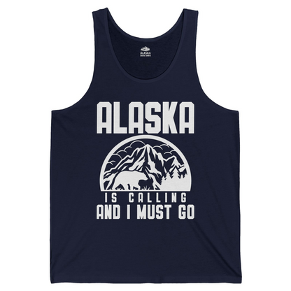 Alaska Is Calling Shirt Tank Top – Navy – Alaska Cruise Shirts