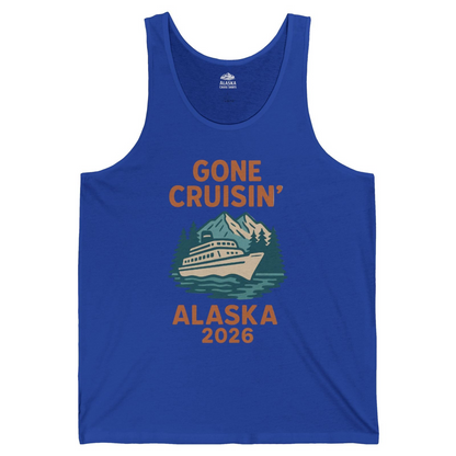 Gone Cruisin Alaska 2026 Retro Cruise Ship Nature Scenery Shirt — Tank Top Tank Top – True Royal – Alaska Cruise Shirts