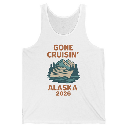 Gone Cruisin Alaska 2026 Retro Cruise Ship Nature Scenery Shirt — Tank Top Tank Top – White – Alaska Cruise Shirts