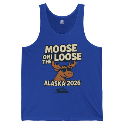 Moose on the Loose Alaska 2026 Cruise Cartoon Funny Shirt — Tank Top Tank Top – True Royal – Alaska Cruise Shirts
