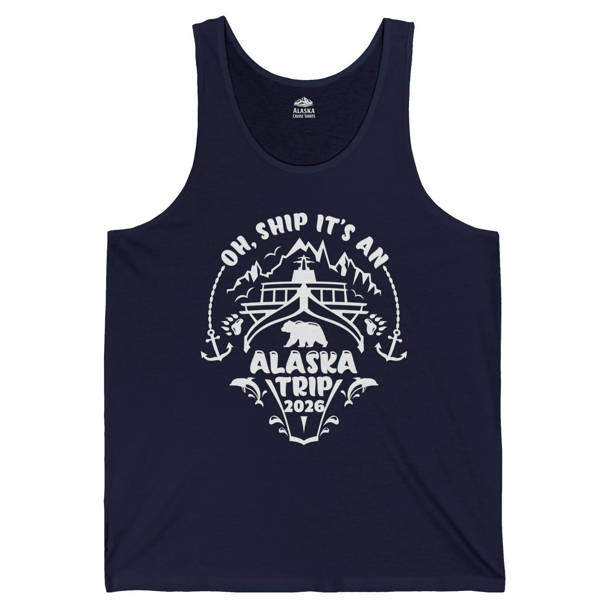 Oh Ship It’s an Alaska Trip 2026 Cruise and Wildlife Shirt — Tank Top Tank Top – Navy – Alaska Cruise Shirts