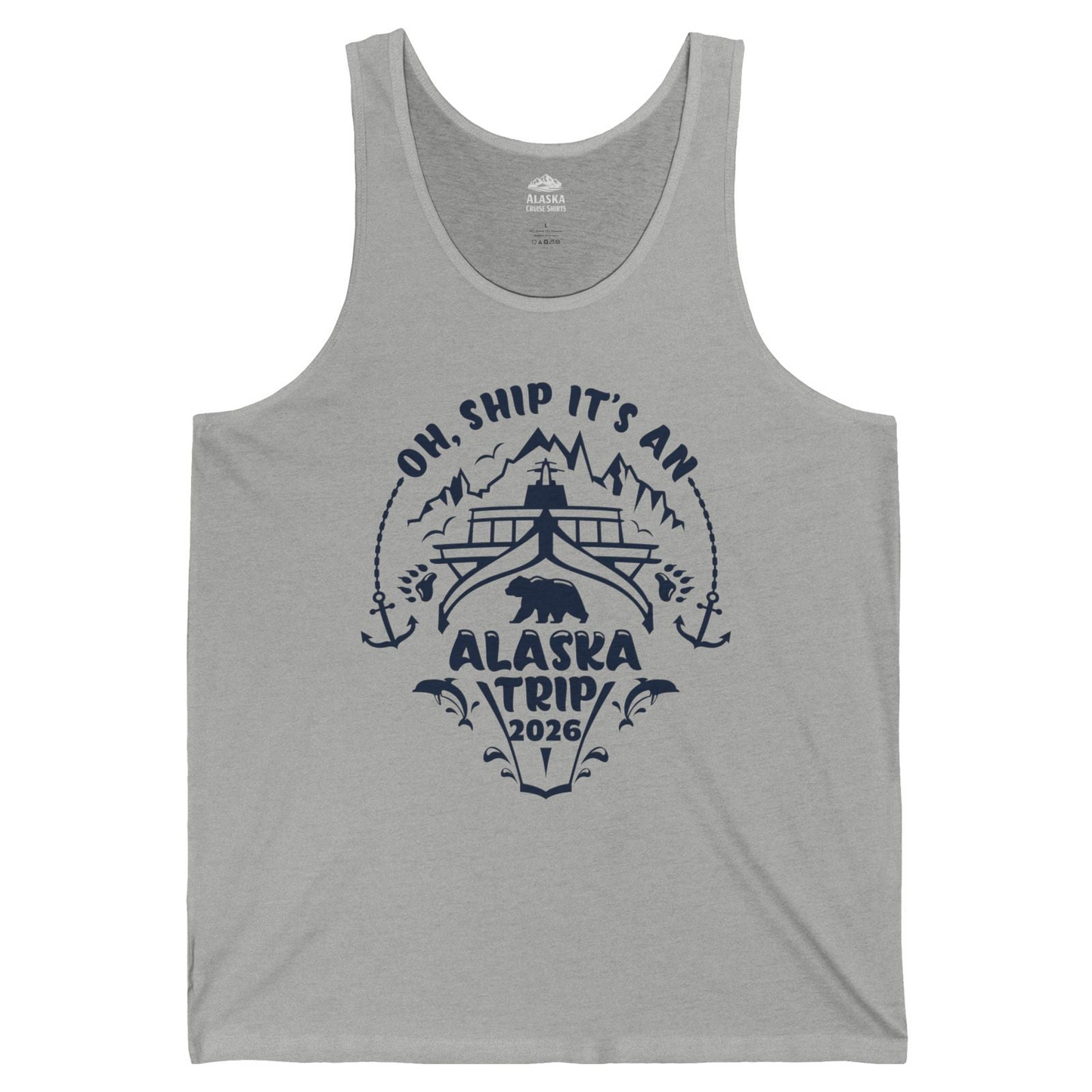 Oh Ship It’s an Alaska Trip 2026 Cruise and Wildlife Shirt — Tank Top Tank Top – Athletic Heather – Alaska Cruise Shirts