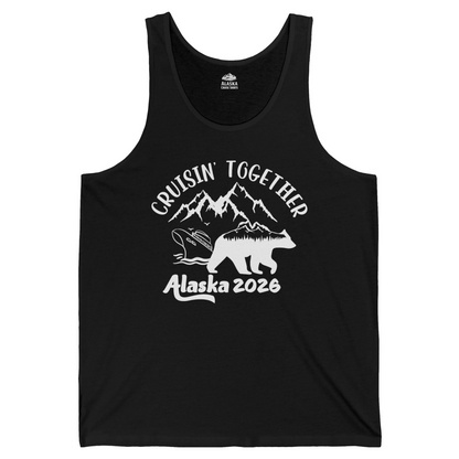 Cruisin Together Alaska 2026 Bear Mountain Group Cruise Shirt — Tank Top Tank Top – Black – Alaska Cruise Shirts