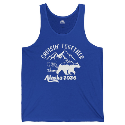 Cruisin Together Alaska 2026 Bear Mountain Group Cruise Shirt — Tank Top Tank Top – True Royal – Alaska Cruise Shirts