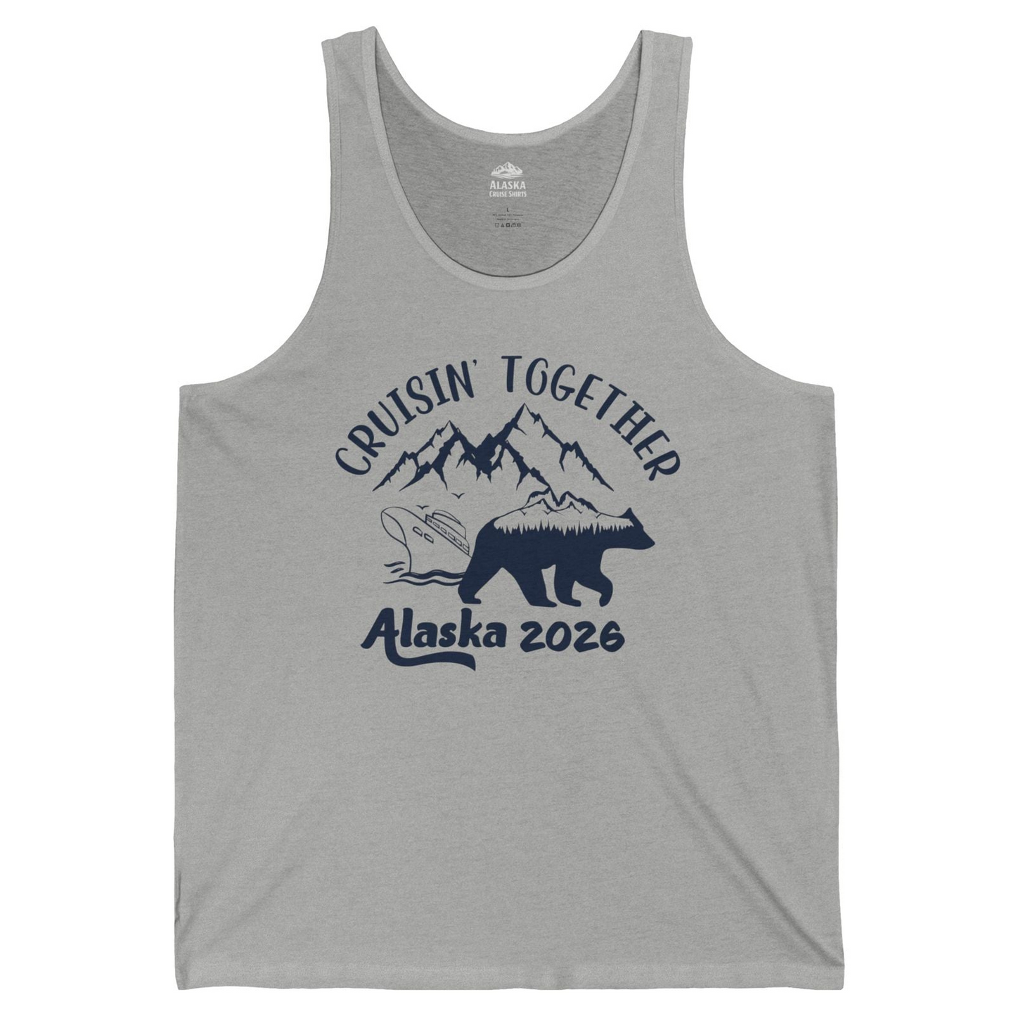 Cruisin Together Alaska 2026 Bear Mountain Group Cruise Shirt — Tank Top Tank Top – Athletic Heather – Alaska Cruise Shirts