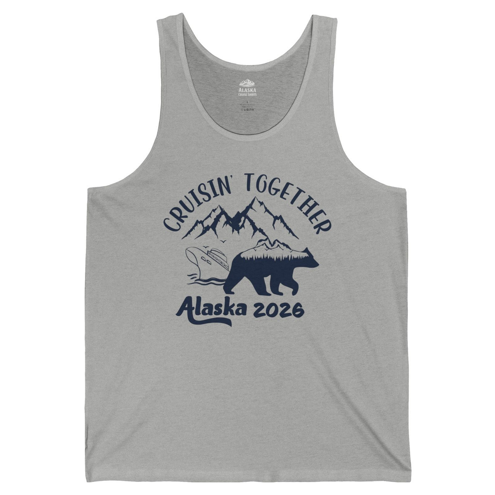 Cruisin Together Alaska 2026 Bear Mountain Group Cruise Shirt — Tank Top Tank Top – Athletic Heather – Alaska Cruise Shirts