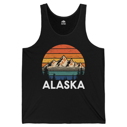 Retro Alaska Mountain Scenery Shirt Tank Top – Black – Alaska Cruise Shirts