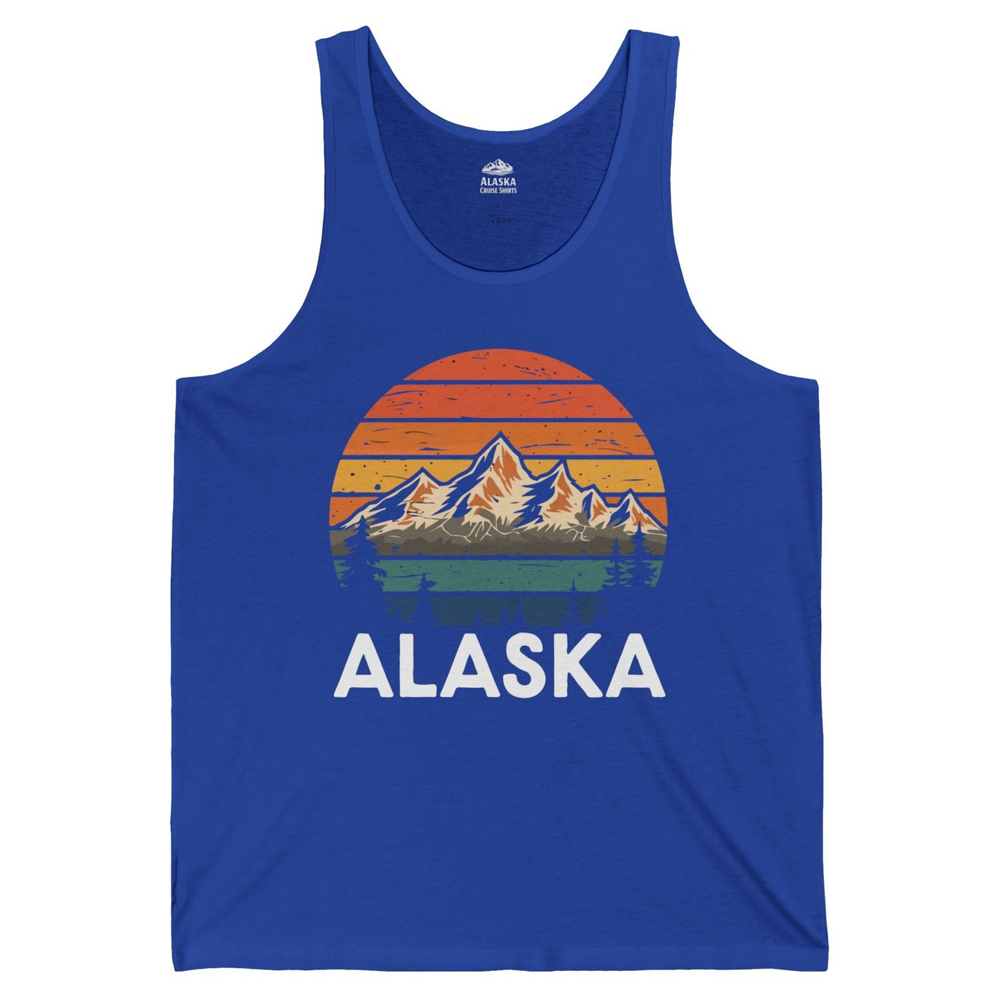 Retro Alaska Mountain Scenery Shirt Tank Top – True Royal – Alaska Cruise Shirts