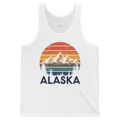Retro Alaska Mountain Scenery Shirt Tank Top – White – Alaska Cruise Shirts