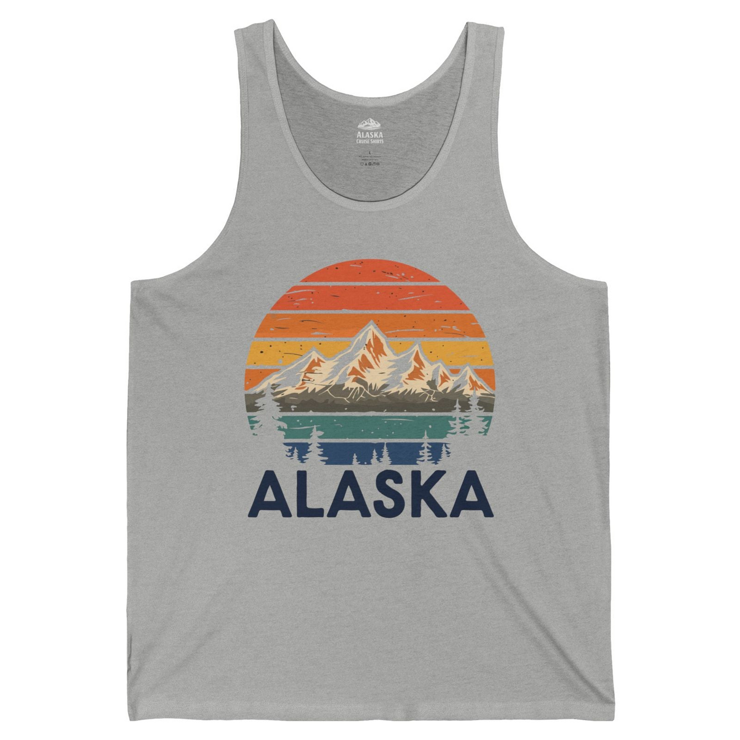 Retro Alaska Mountain Scenery Shirt Tank Top – Athletic Heather – Alaska Cruise Shirts