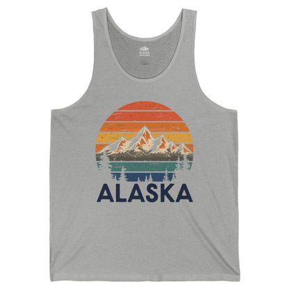 Retro Alaska Mountain Scenery Shirt Tank Top – Athletic Heather – Alaska Cruise Shirts