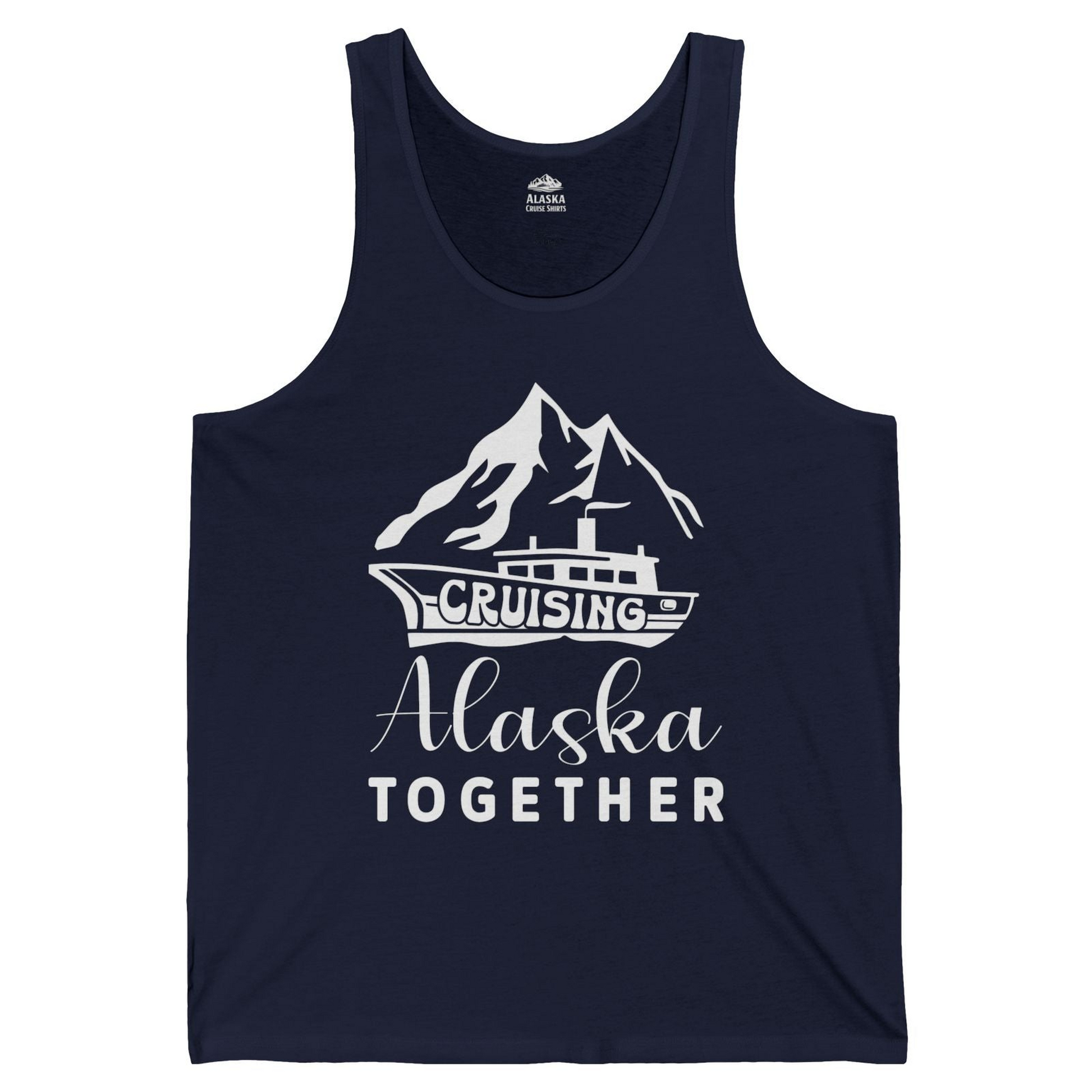 Cruising Alaska Together Mountains and Ship Family Cruise Shirt — Tank Top Tank Top – Navy – Alaska Cruise Shirts