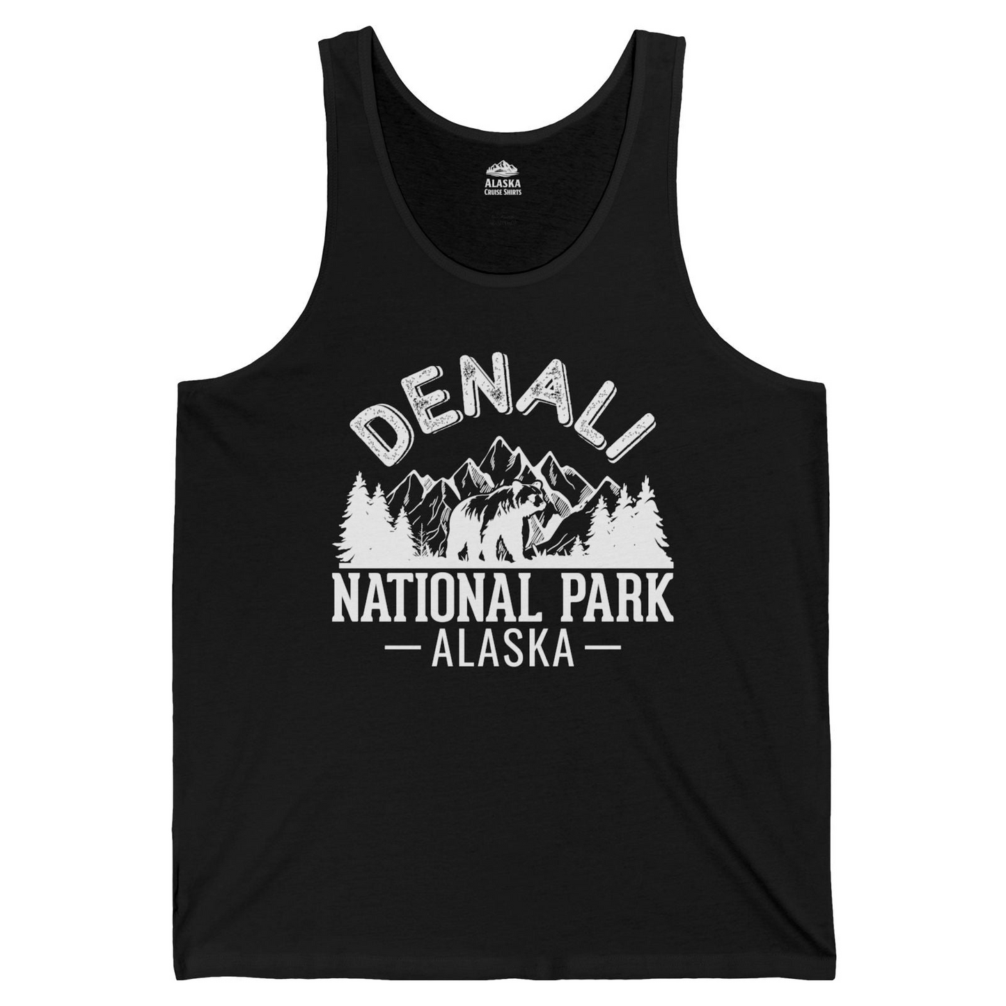 Denali National Park Bear Mountains Vintage Alaska Nature Shirt — Tank Top Tank Top – Black – Alaska Cruise Shirts
