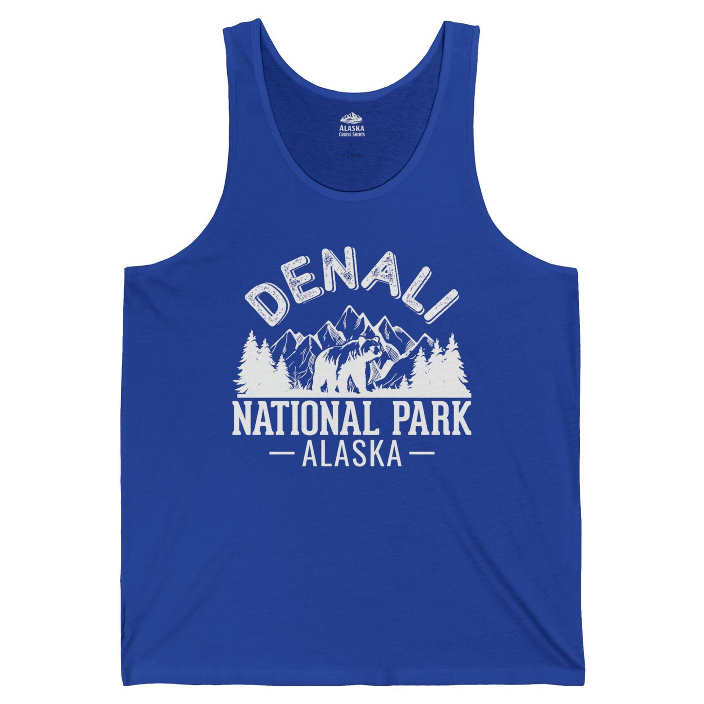 Denali National Park Bear Mountains Vintage Alaska Nature Shirt — Tank Top Tank Top – True Royal – Alaska Cruise Shirts