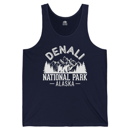 Denali National Park Bear Mountains Vintage Alaska Nature Shirt — Tank Top Tank Top – Navy – Alaska Cruise Shirts