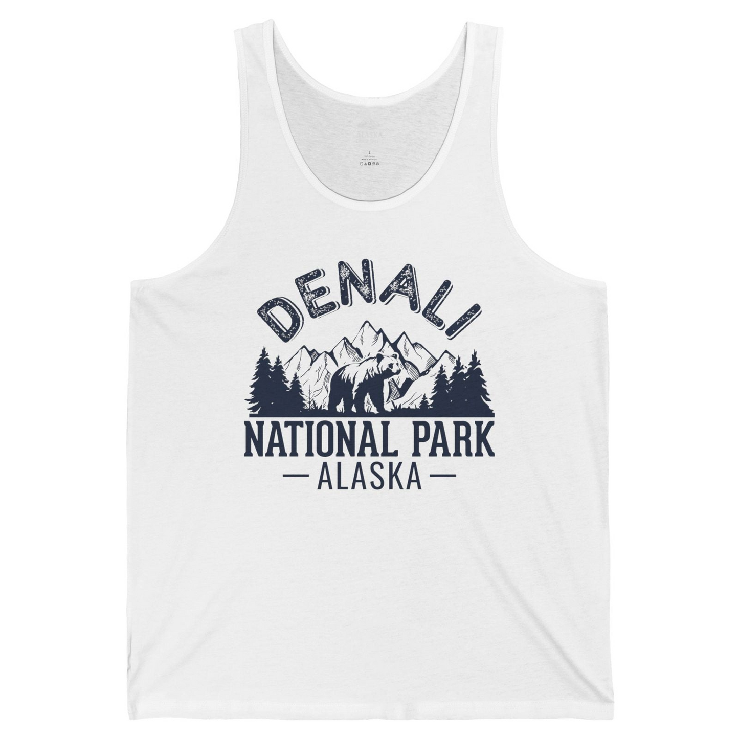 Denali National Park Bear Mountains Vintage Alaska Nature Shirt — Tank Top Tank Top – White – Alaska Cruise Shirts