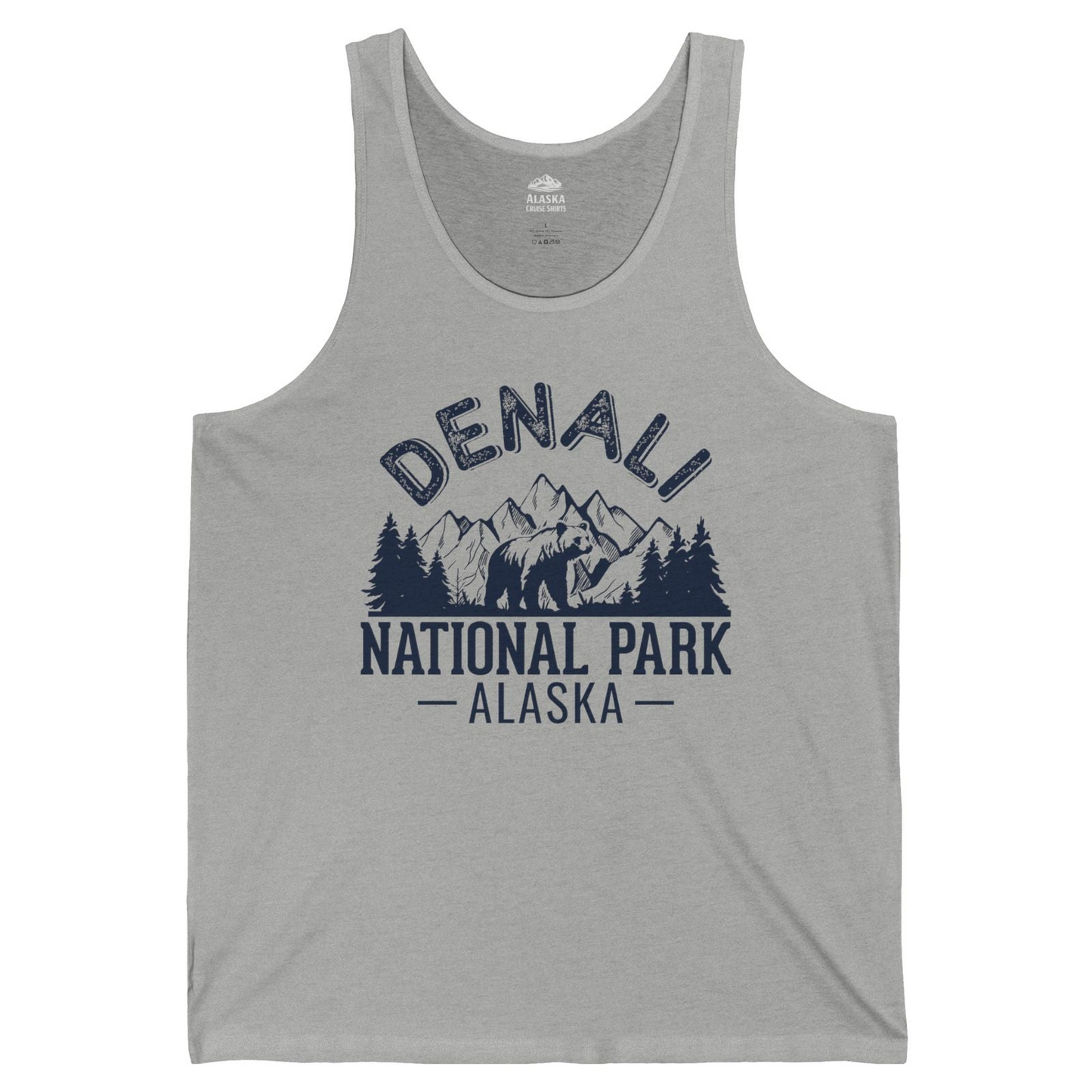 Denali National Park Bear Mountains Vintage Alaska Nature Shirt — Tank Top Tank Top – Athletic Heather – Alaska Cruise Shirts