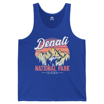 Retro Denali National Park Alaska Bear Mountains Vintage Shirt — Tank Top Tank Top – True Royal – Alaska Cruise Shirts