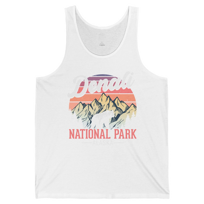 Retro Denali National Park Alaska Bear Mountains Vintage Shirt — Tank Top Tank Top – White – Alaska Cruise Shirts