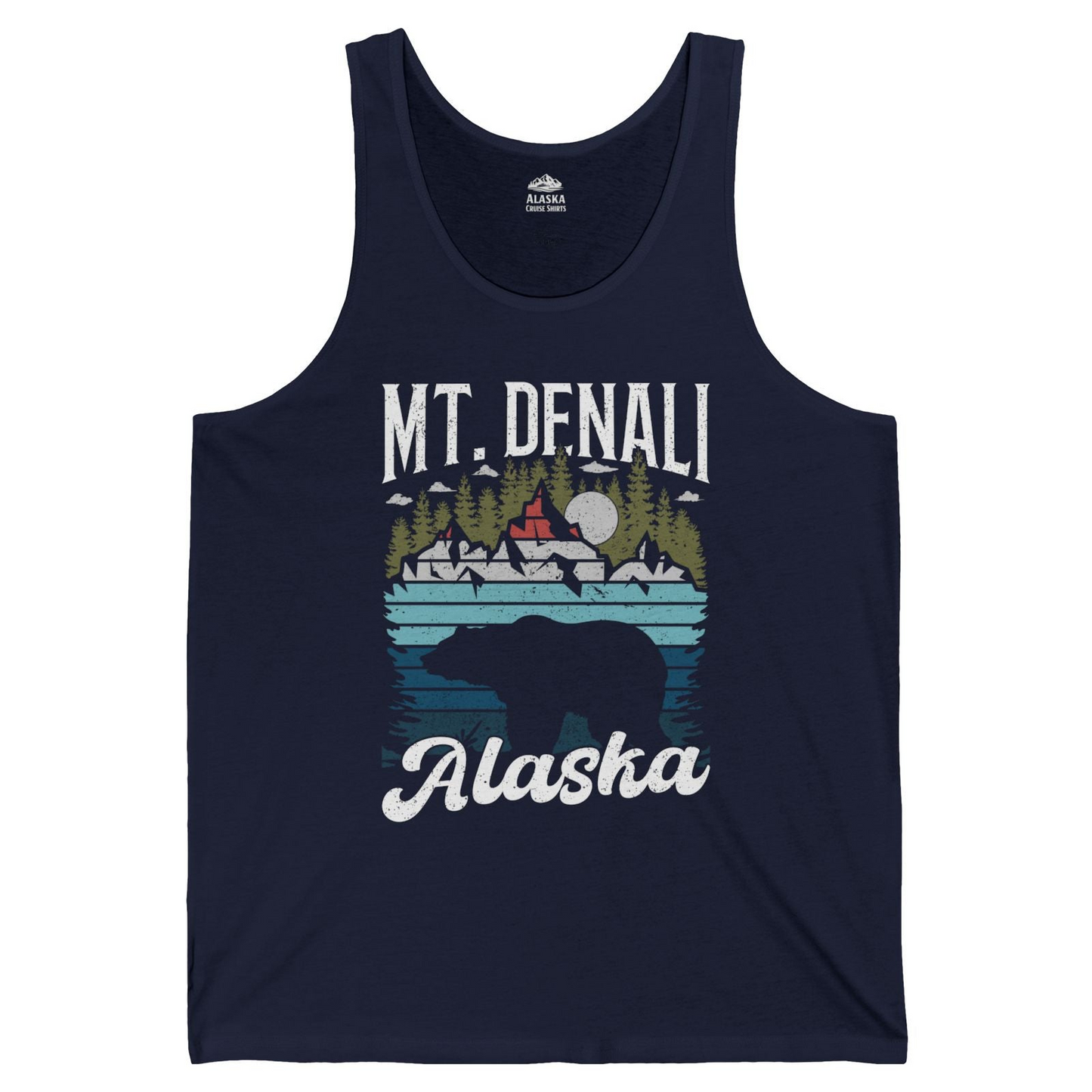 Mt Denali Alaska Bear Wilderness Shirt Tank Top – Navy – Alaska Cruise Shirts