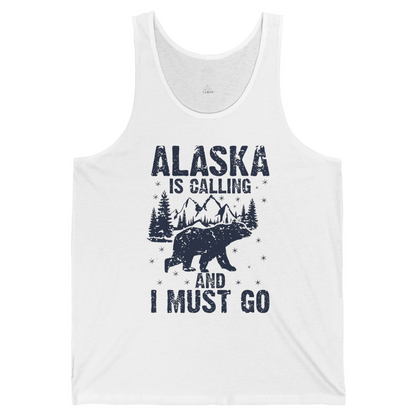 Alaska Is Calling Bear Mountain Wilderness Adventure Vintage Shirt — Tank Top Tank Top – White – Alaska Cruise Shirts