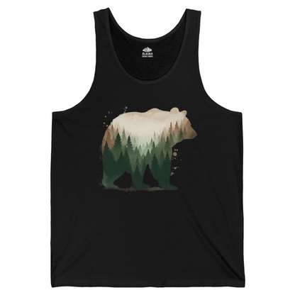 Double Exposure Bear Forest Shirt Tank Top – Black – Alaska Cruise Shirts