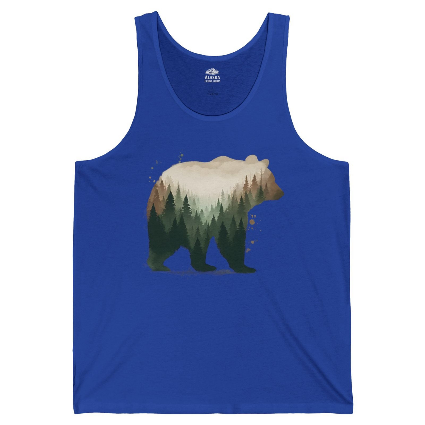 Double Exposure Bear Forest Shirt Tank Top – True Royal – Alaska Cruise Shirts