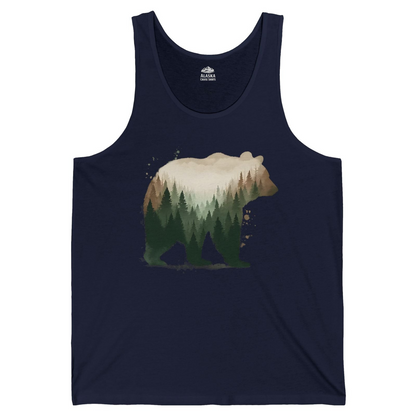 Double Exposure Bear Forest Shirt Tank Top – Navy – Alaska Cruise Shirts