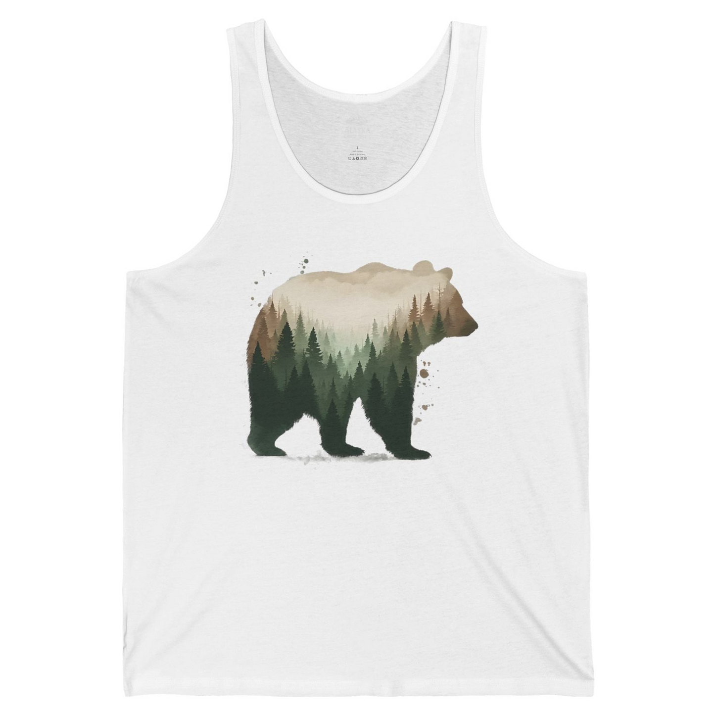 Double Exposure Bear Forest Shirt Tank Top – White – Alaska Cruise Shirts