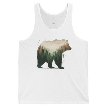 Double Exposure Bear Forest Shirt Tank Top – White – Alaska Cruise Shirts