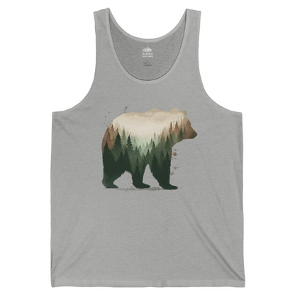 Double Exposure Bear Forest Shirt Tank Top – Athletic Heather – Alaska Cruise Shirts