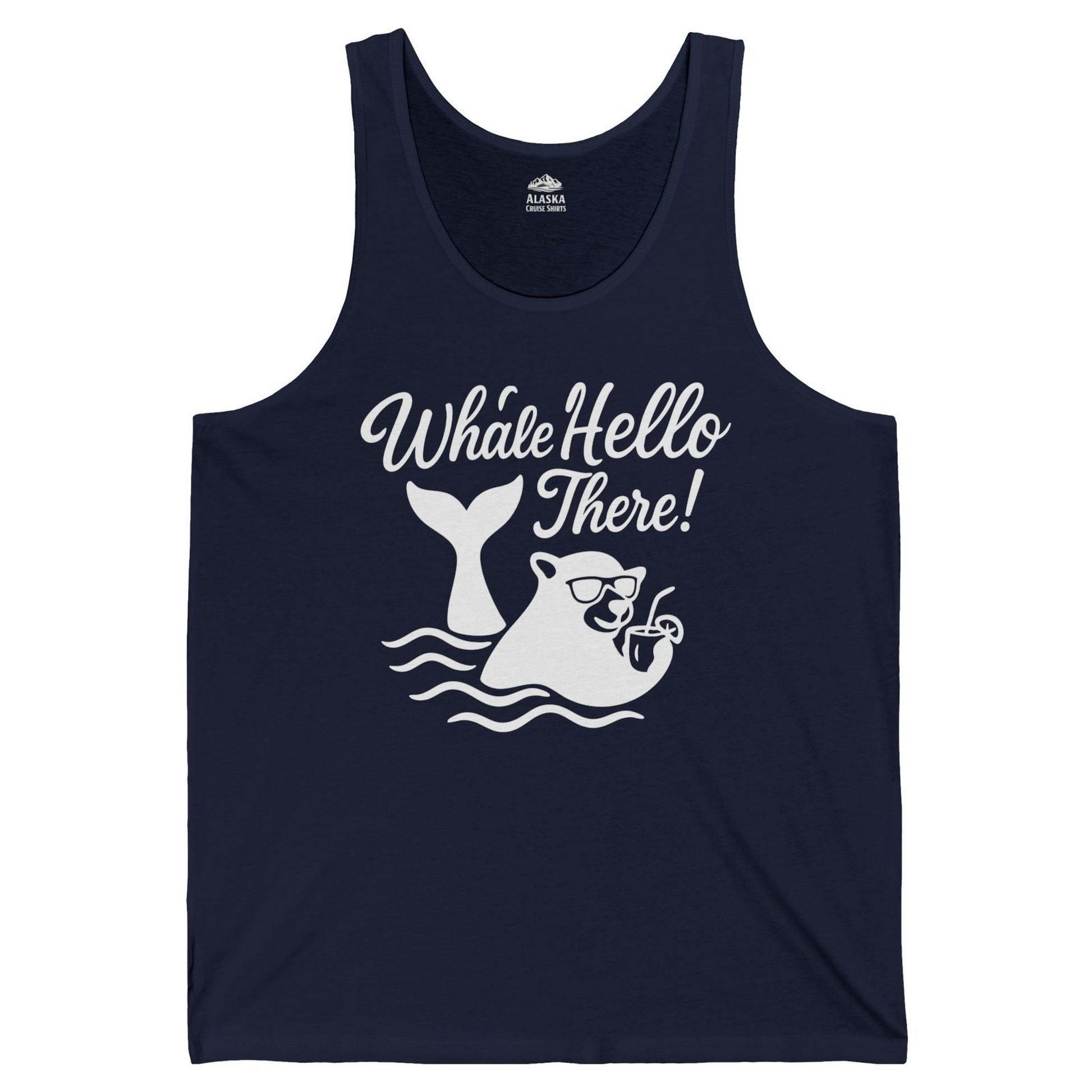 Whale Hello There Shirt Tank Top – Navy – Alaska Cruise Shirts