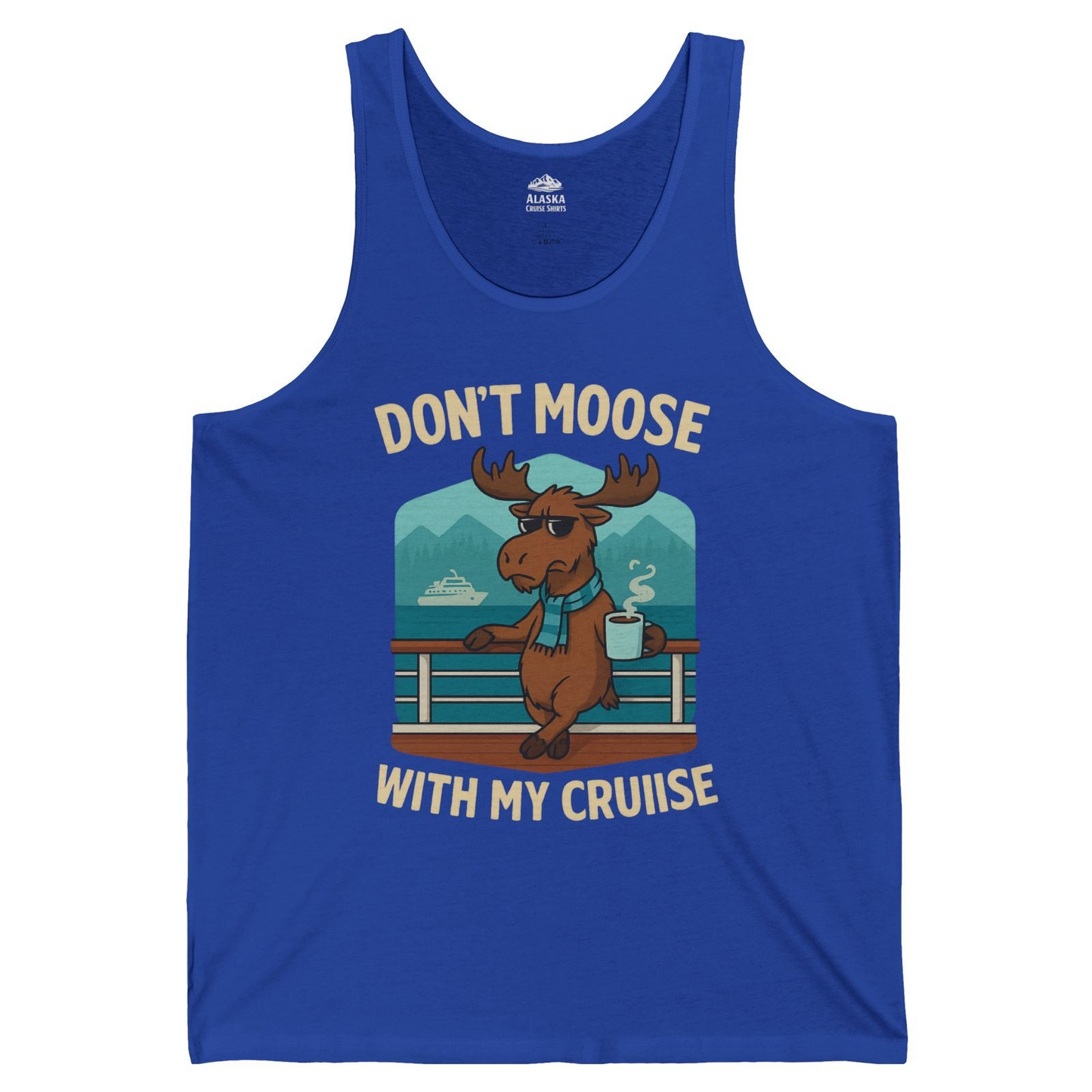 Funny Moose on Alaska Cruise Ship Shirt Tank Top – True Royal – Alaska Cruise Shirts