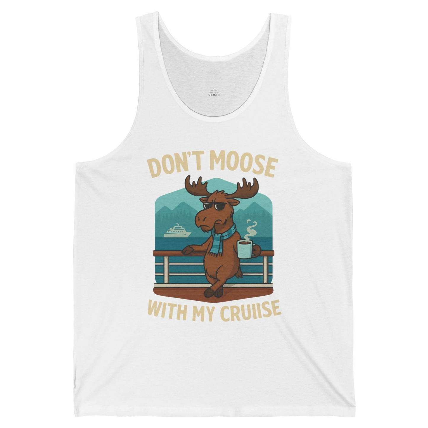 Funny Moose on Alaska Cruise Ship Shirt Tank Top – White – Alaska Cruise Shirts