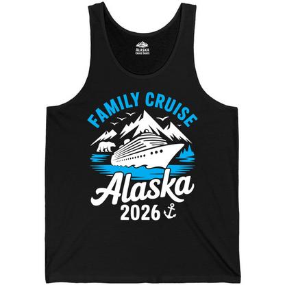 Alaska Family Cruise Shirt 2026 Mountains Wildlife Adventure Tee — Tank Top Tank Top – Black – Alaska Cruise Shirts