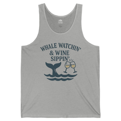 Whale Watching and Wine Sippin Shirt Tank Top – Athletic Heather – Alaska Cruise Shirts