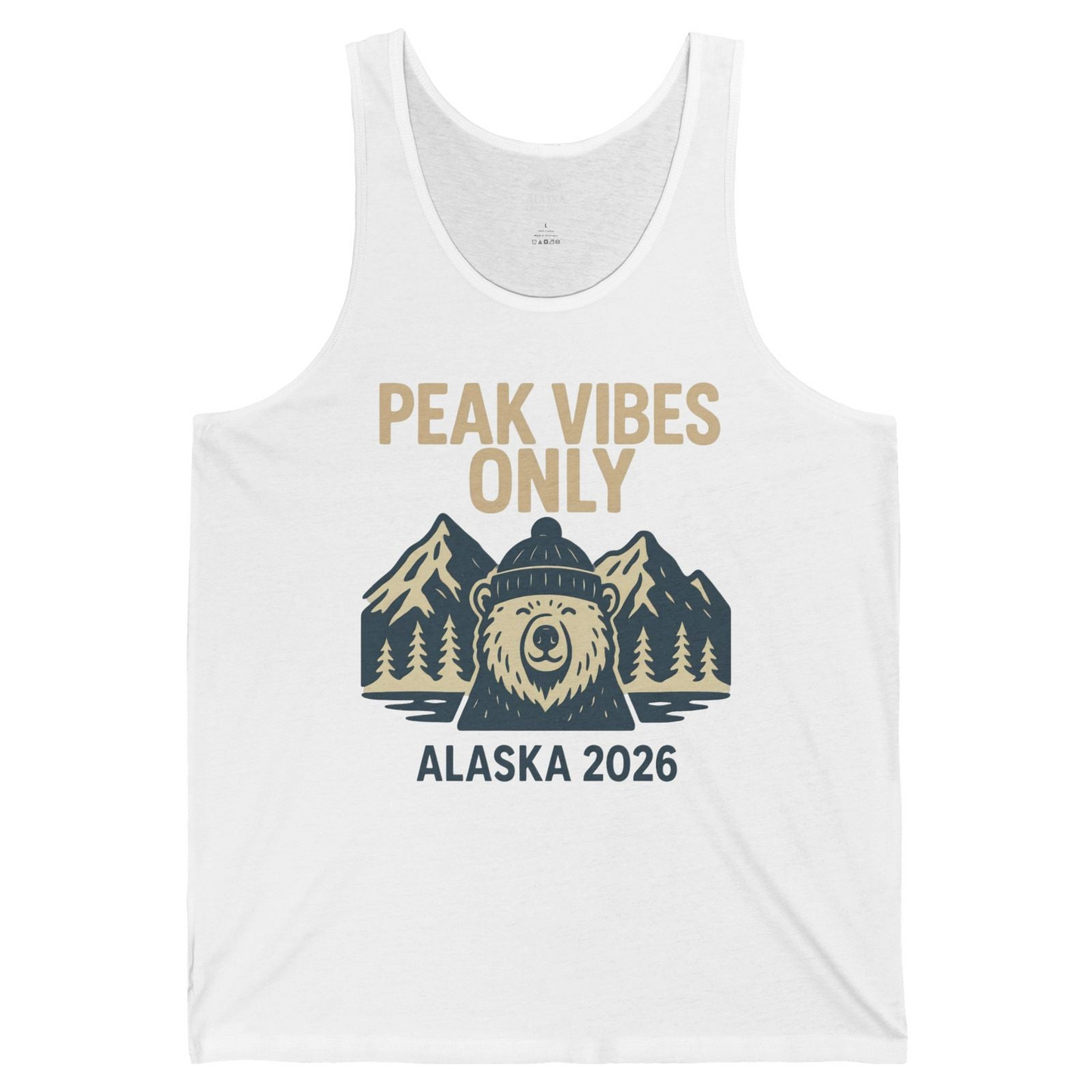 Alaska 2026 Mountain Adventure Bear Tank Top – White – Alaska Cruise Shirts