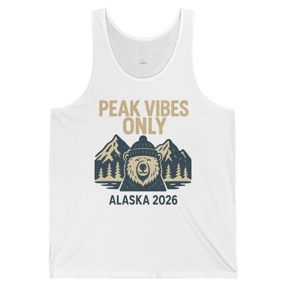 Alaska 2026 Mountain Adventure Bear Tank Top – White – Alaska Cruise Shirts