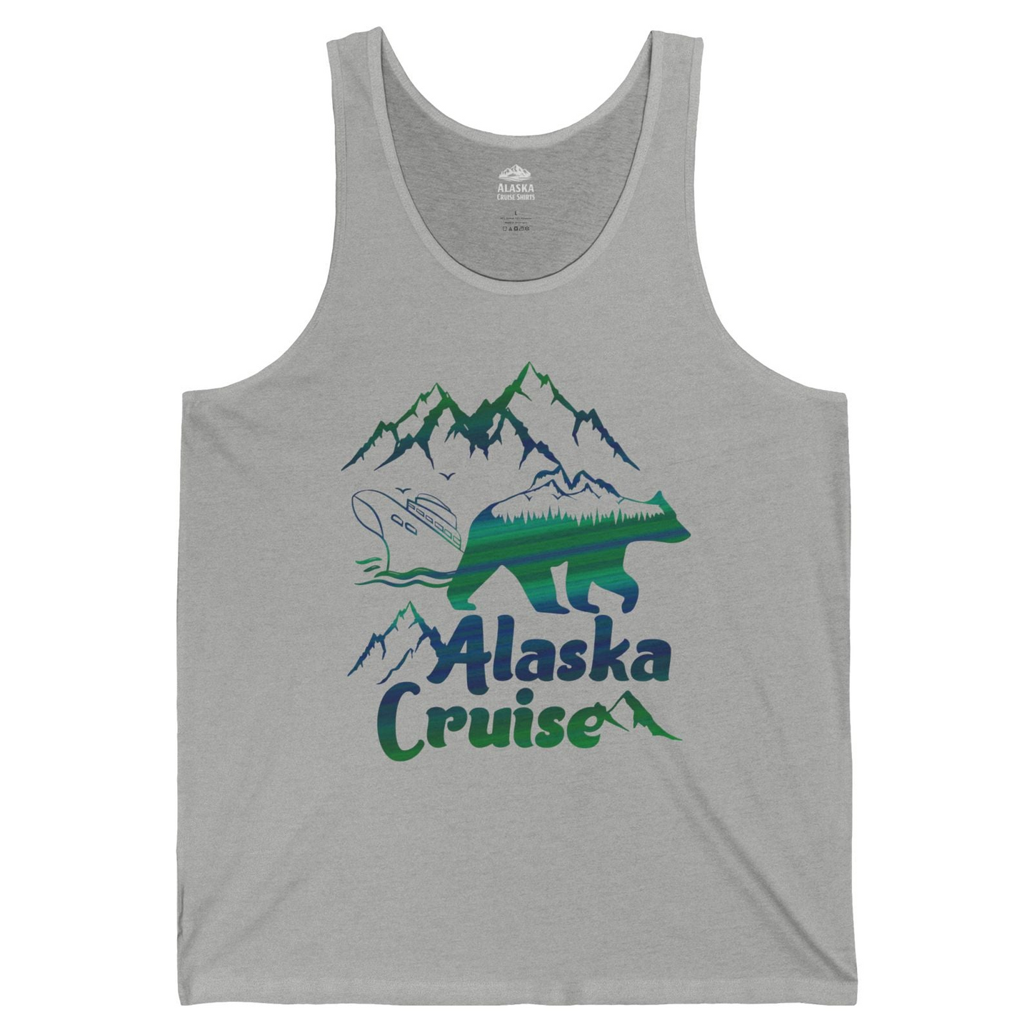 Alaska Cruise Bear Mountains Silhouette Shirt Tank Top – Athletic Heather – Alaska Cruise Shirts