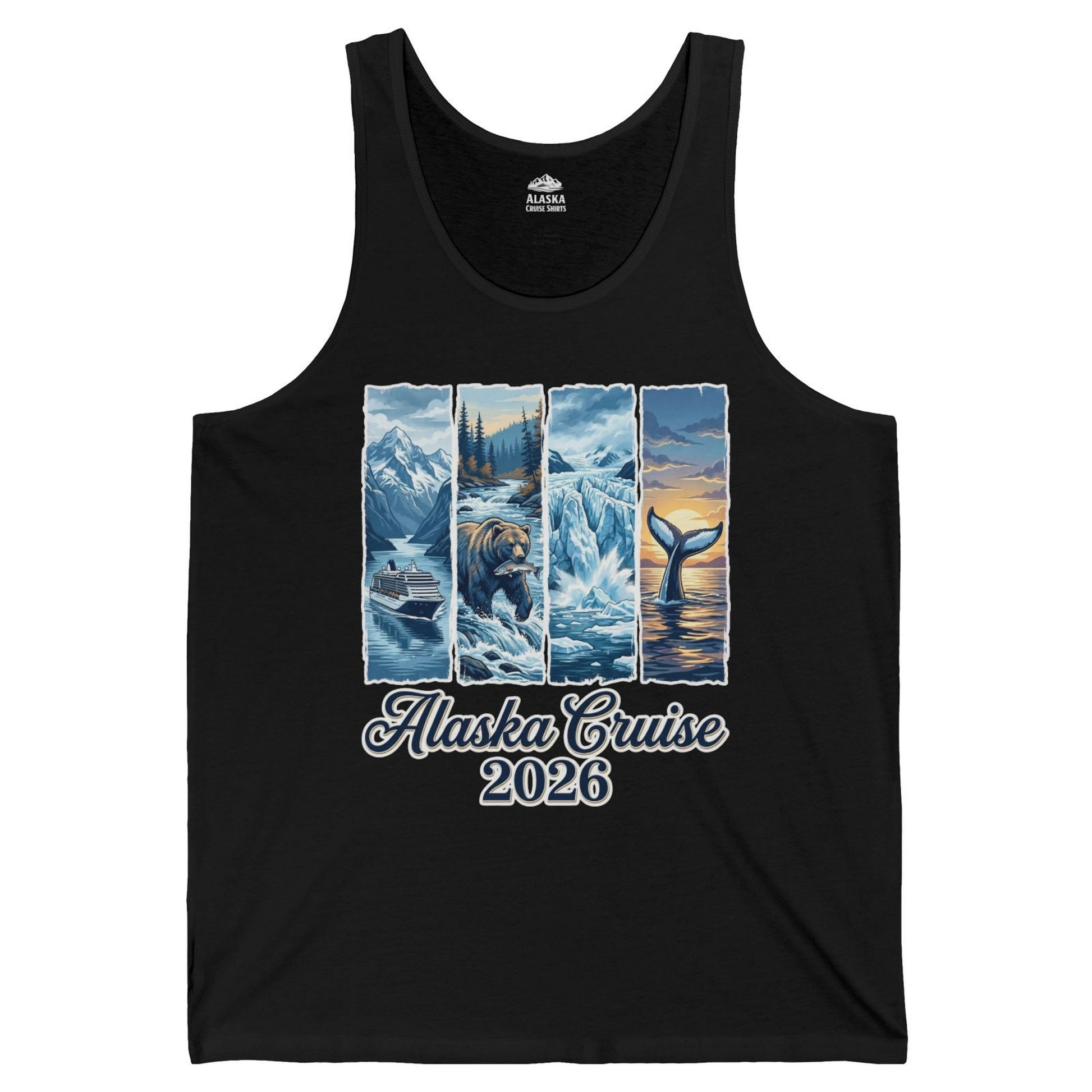 Alaska Cruise 2026 Scenic Wildlife Adventure Souvenir Shirt — Tank Top Tank Top – Black – Alaska Cruise Shirts