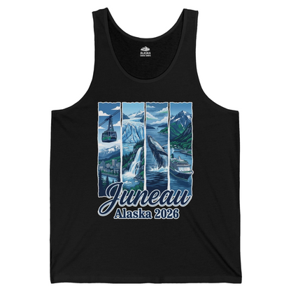 Juneau Alaska 2026 Cruise and Nature Souvenir Shirt — Tank Top Tank Top – Black – Alaska Cruise Shirts