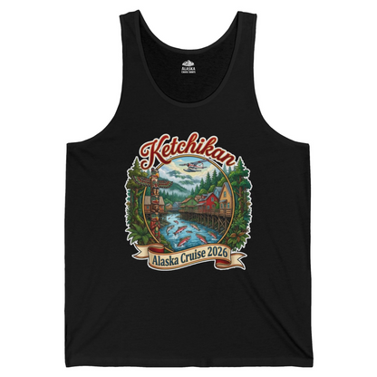 Ketchikan Alaska Cruise 2026 Vintage Souvenir Vacation Shirt — Tank Top Tank Top – Black – Alaska Cruise Shirts