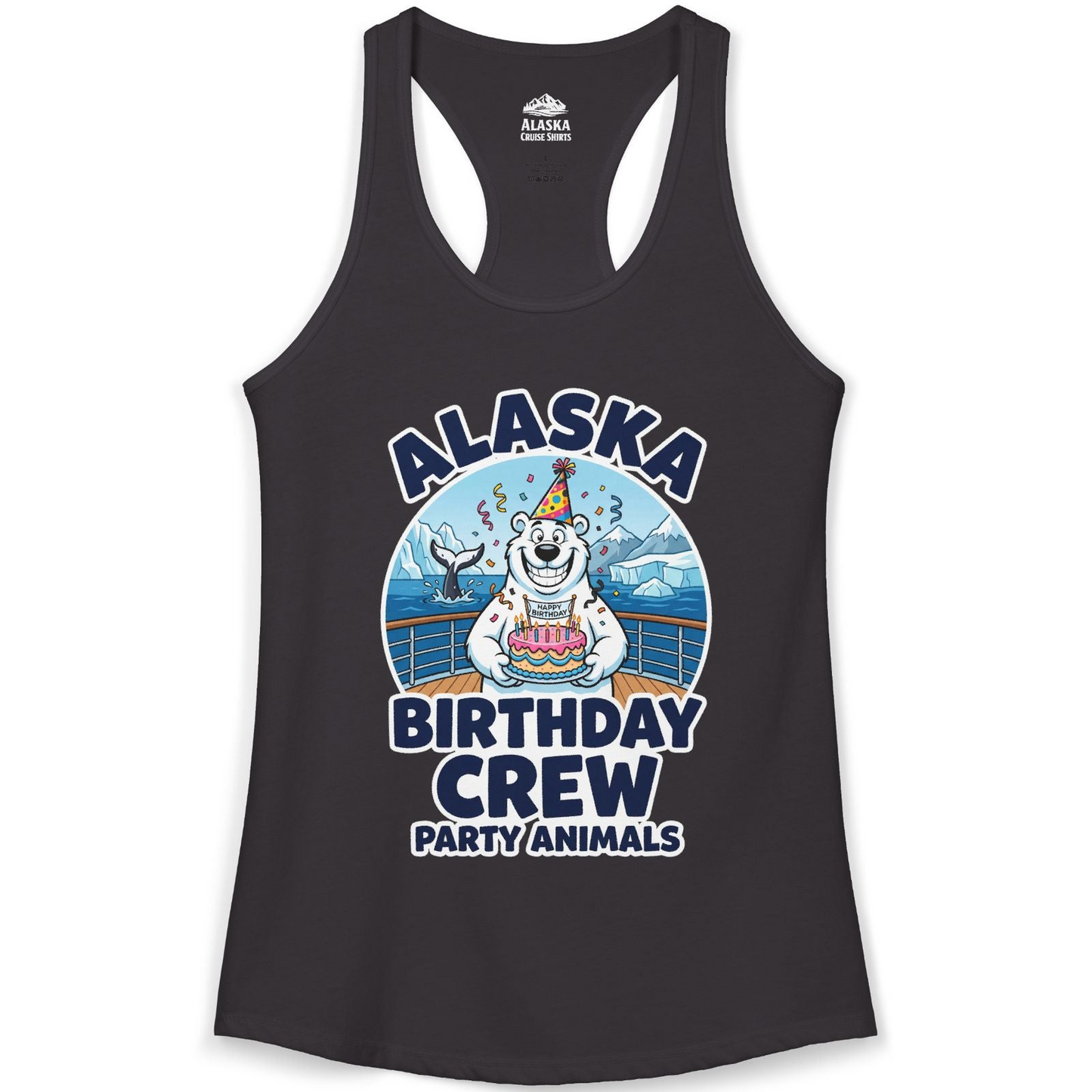 Alaska Birthday Crew Party Animals Polar Bear Cruise Shirt — Ladies Tank Tank Top – Black – Alaska Cruise Shirts