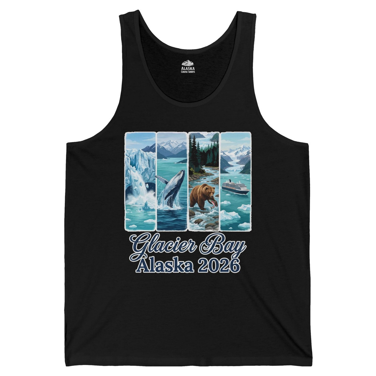 Glacier Bay Alaska 2026 Cruise Nature Wildlife Adventure Shirt — Tank Top Tank Top – Black – Alaska Cruise Shirts