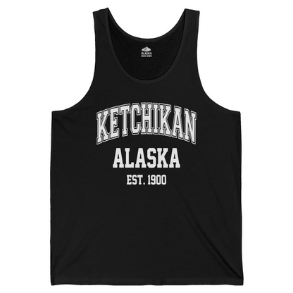 Ketchikan Alaska Collegiate Style Est 1900 Vintage Tee Shirt — Tank Top Tank Top – Black – Alaska Cruise Shirts