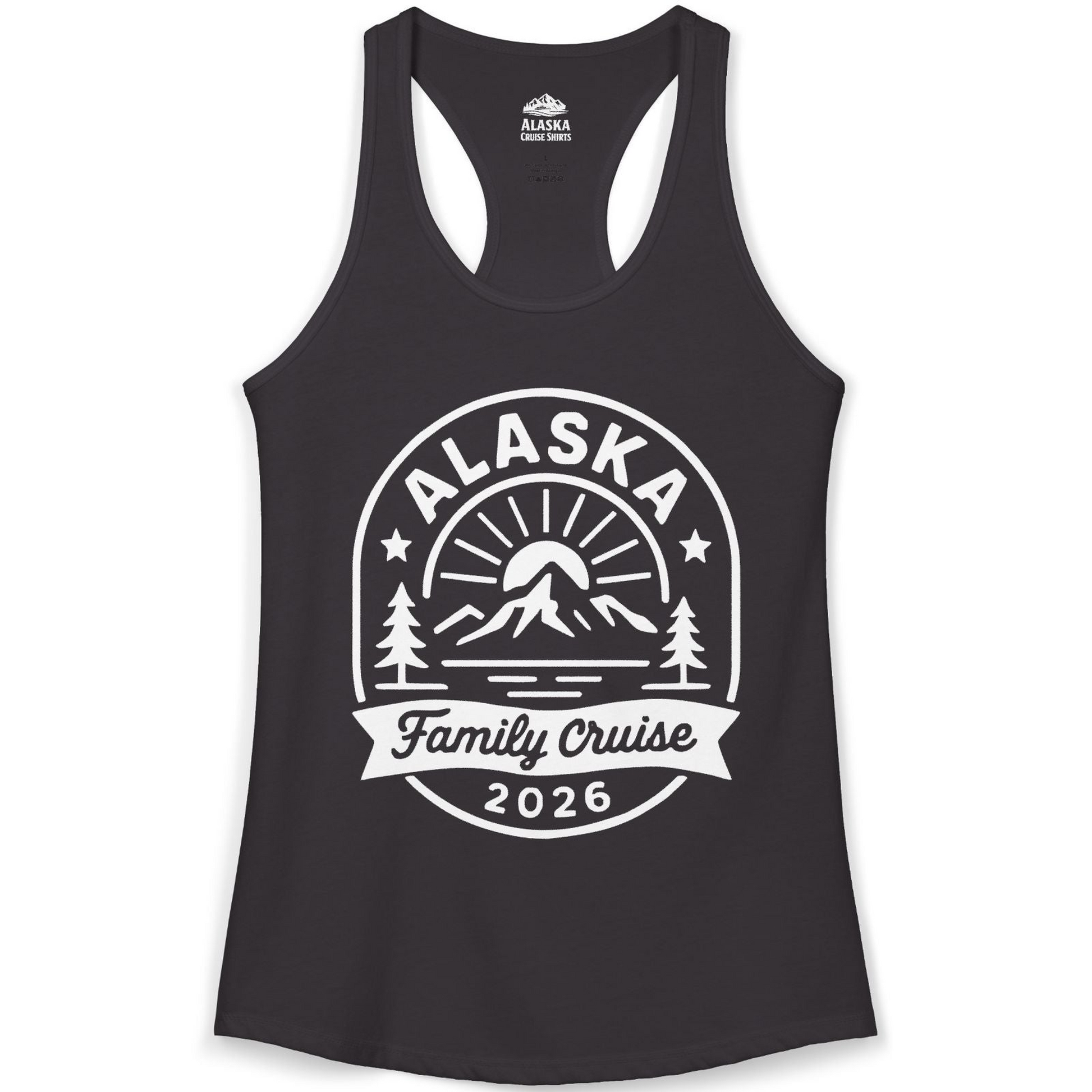 Alaska Family Cruise 2026 Mountain Nature Adventure Shirt — Ladies Tank Tank Top – Black – Alaska Cruise Shirts