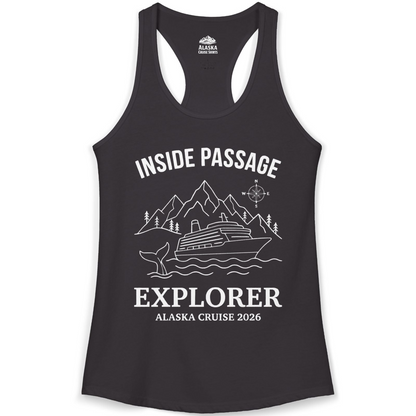 Inside Passage Explorer Alaska Cruise Adventure 2026 Shirt — Ladies Tank Tank Top – Black – Alaska Cruise Shirts