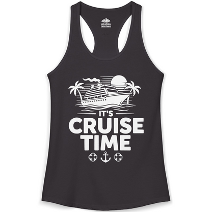 It’s Cruise Time Bold Nautical Vacation Shirt for Cruise Enthusiasts — Ladies Tank Tank Top – Black – Alaska Cruise Shirts