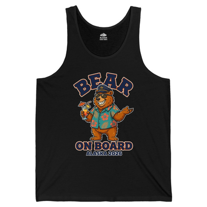 Bear On Board Alaska 2026 Funny Tropical Cruise T-Shirt — Tank Top Tank Top – Black – Alaska Cruise Shirts