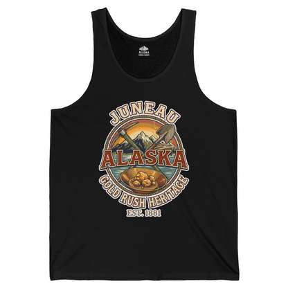 Juneau Alaska Gold Rush Heritage Vintage Travel T-Shirt — Tank Top Tank Top – Black – Alaska Cruise Shirts
